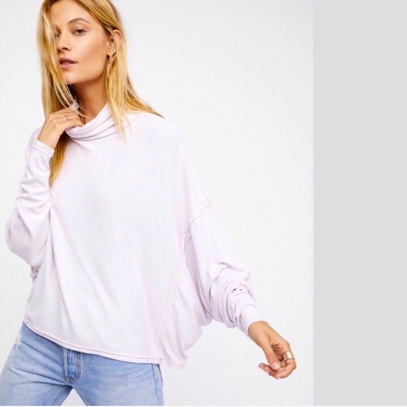 Free People We The Free Alameda Lilac Pastel Dolman Sleeve Cowl Neck Pullover M - Picture 1 of 12
